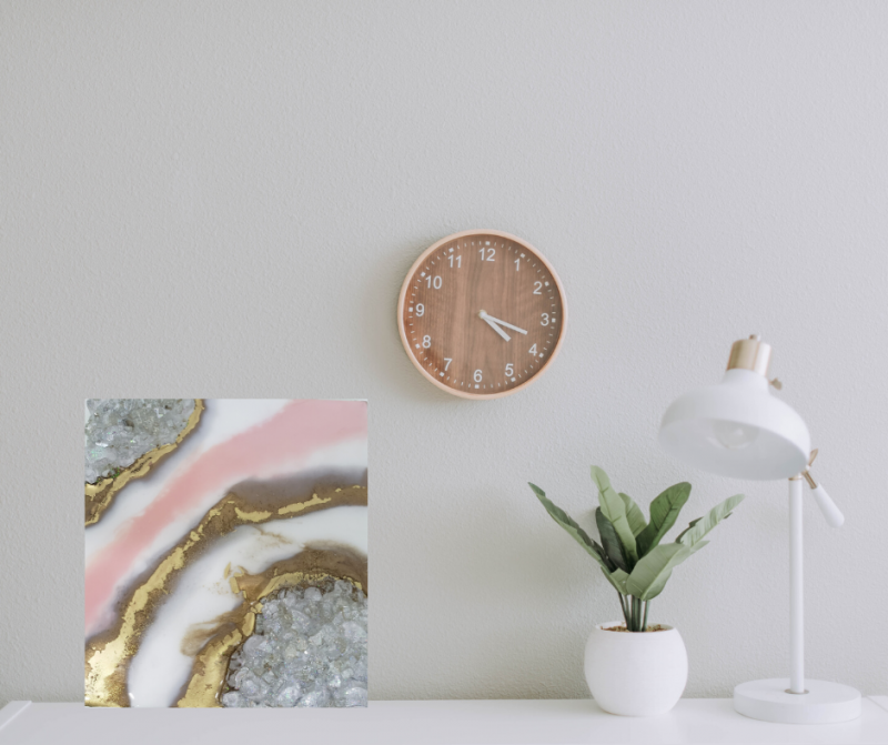 Geode Inspired Baby Pink-White-Gold Mini Art - Shelf/ Mantle Decor  $75 - Image 2