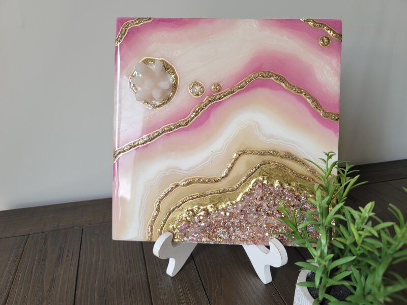 Pink Mini Geode Wall Art Painting - Mother's Day Gift - Home Decor